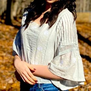 AEO Embroidered Bell sleeve top